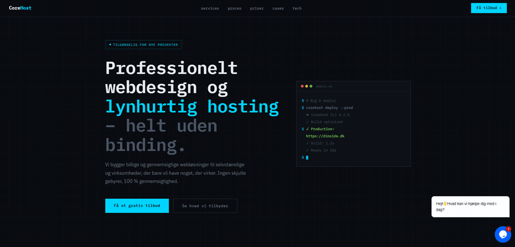CoreHost.one forside